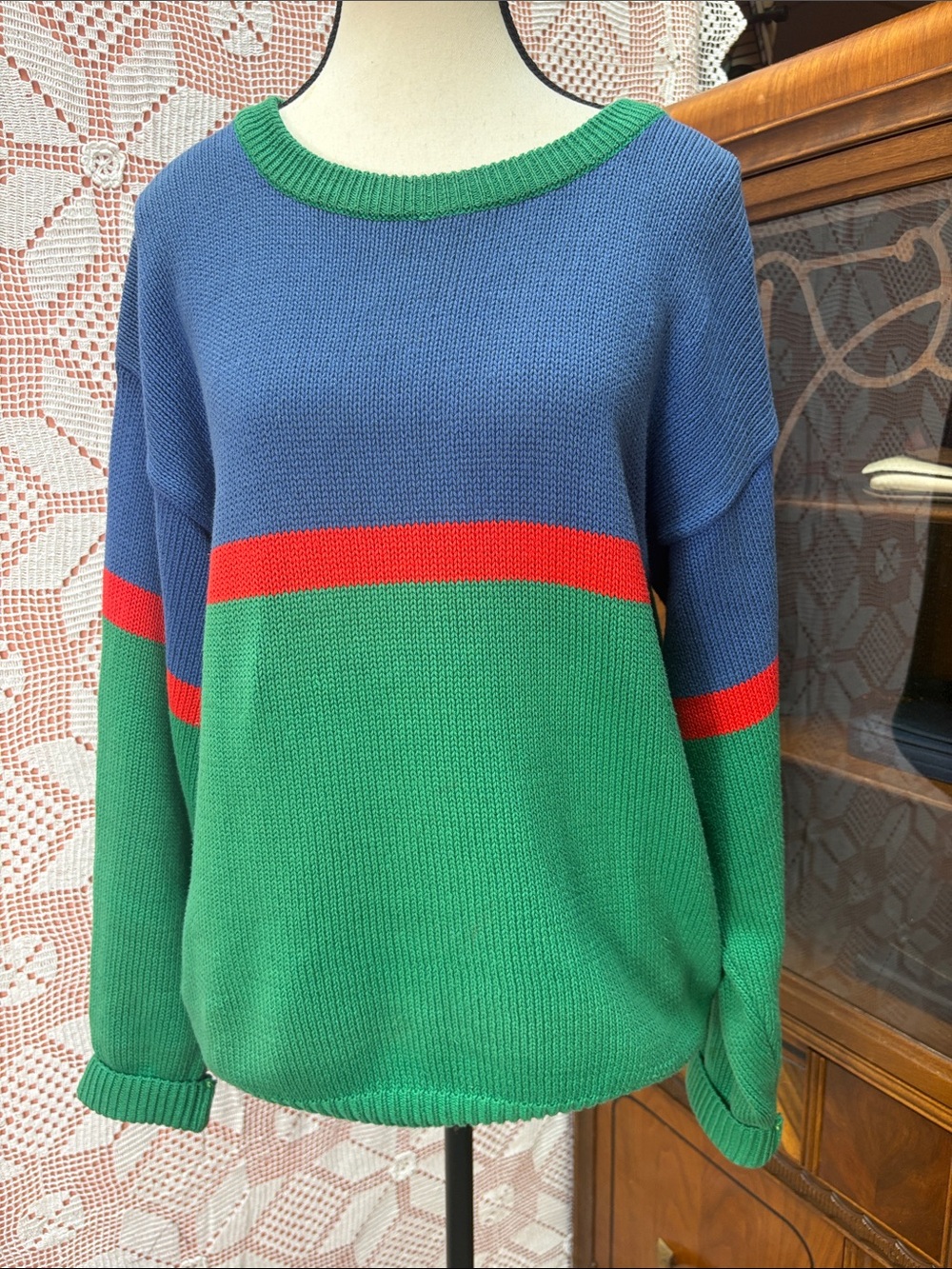 Vintage 1980s/90s Cotton Colourblock Sweater